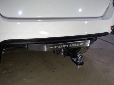 Фаркоп ТСС крюк Е нержавеющий, надпись Fortuner для Toyota Fortuner 2017-218