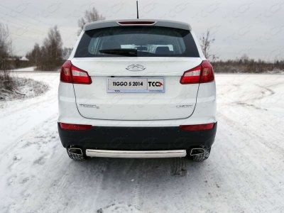 Защита заднего бампера овальная 75х42 мм ТСС для Chery Tiggo 5 2014-2021