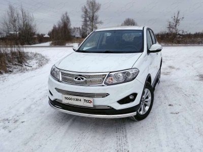 Защита переднего бампера 60 мм ТСС для Chery Tiggo 5 2014-2021