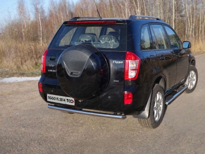 Пороги труба овальная с накладками 120х60 мм ТСС для Chery Tiggo FL 2013-2016