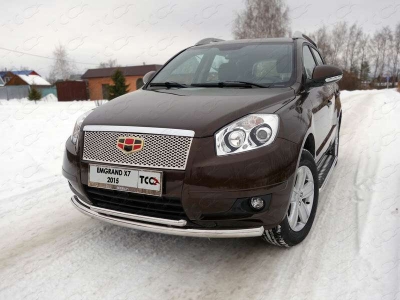 Защита передняя двойная 60-42 мм ТСС для Geely Emgrand X7 2013-2016