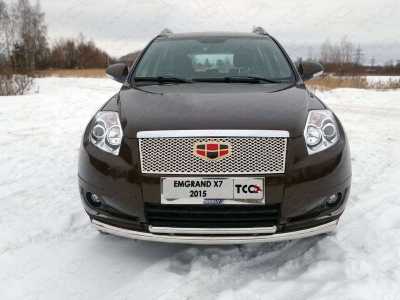 Защита передняя двойная 60-42 мм ТСС для Geely Emgrand X7 2013-2016
