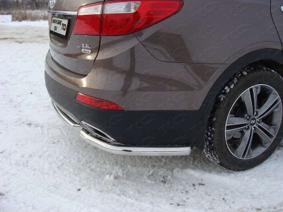 Защита заднего бампера 60 мм ТСС для Hyundai Santa Fe Grand 2014-2016