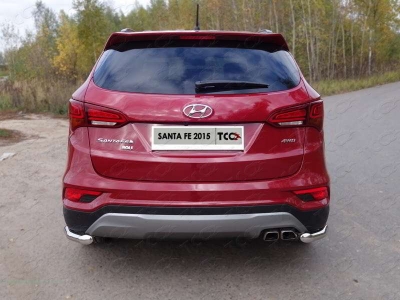 Защита задняя уголки 60 мм ТСС для Hyundai Santa Fe 2015-2018