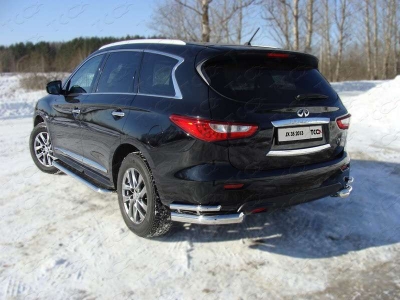 Защита задняя двойные уголки 76-42 мм ТСС для Infiniti JX35/QX60 2012-2016