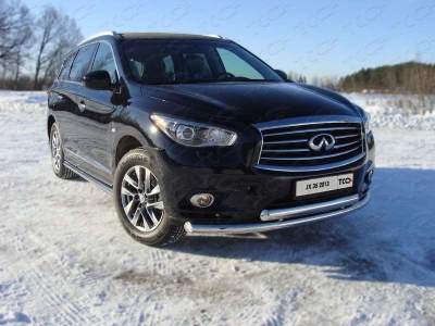 Защита передняя двойная 76-75 мм ТСС для Infiniti JX35/QX60 2012-2016