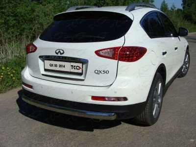 Защита заднего бампера овальная овальная 75-42 мм ТСС для Infiniti QX50/EX25/EX35/EX37 2007-2016