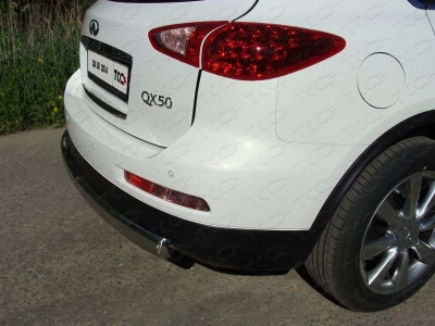 Защита заднего бампера овальная овальная 75-42 мм ТСС для Infiniti QX50/EX25/EX35/EX37 2007-2016