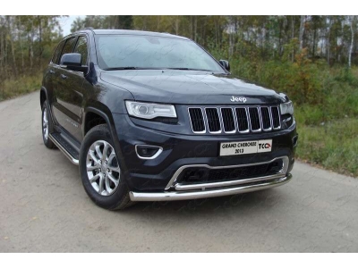 Защита передняя двойная 76-42 мм ТСС для Jeep Grand Cherokee 2013-2021