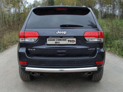 Защита заднего бампера овальная 75-42 мм ТСС для Jeep Grand Cherokee 2013-2021