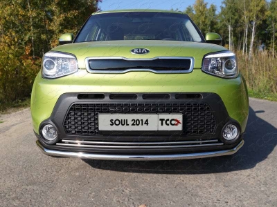Защита переднего бампера 42 мм ТСС для Kia Soul 2014-2016