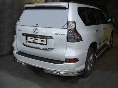 Защита заднего бампера уголки 76 мм ТСС для Lexus GX460 2014-2019
