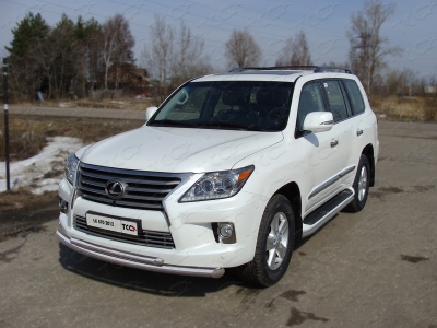 Защита передняя двойная 76-50 мм ТСС для Lexus LX-570 2012-2015