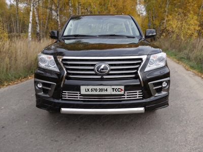 Защита передняя овальная короткая 75-42 мм ТСС для Lexus LX-570 Sport 2014-2021