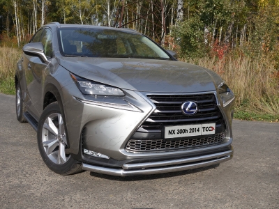 Защита передняя двойная 60-42 мм ТСС для Lexus NX-300h 2014-2017