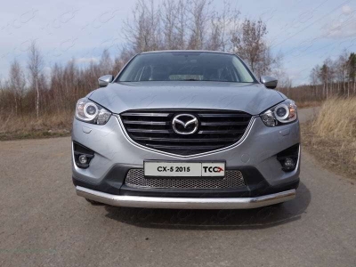 Защита передняя овальная 75х42 мм ТСС для Mazda CX-5 2015-2021