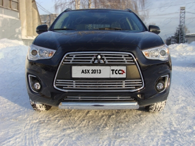Защита передняя овальная 75х42 мм ТСС для Mitsubishi ASX 2013-2016