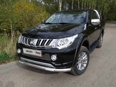 Защита переднего бампера с ДХО 76 мм ТСС для Mitsubishi L200 2015-2019