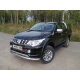 Пороги алюминиевые ТСС с накладкой чёрные для Mitsubishi L200 2015-2019