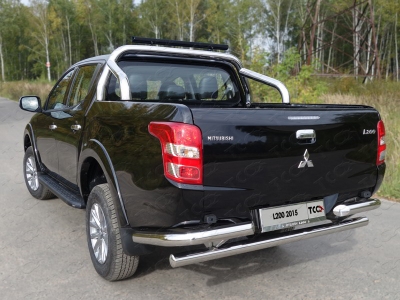 Защита заднего бампера центральная 76 мм ТСС для Mitsubishi L200 2015-2019