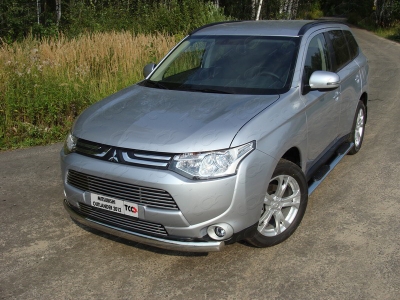 Накладка решётки радиатора нижняя 12 мм ТСС для Mitsubishi Outlander 2012-2014