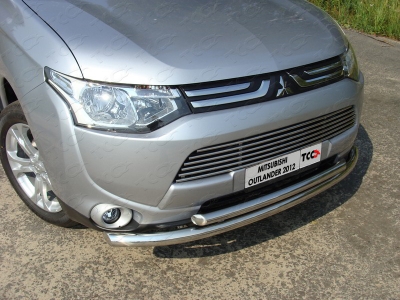 Защита передняя двойная 60-50 мм ТСС для Mitsubishi Outlander 2012-2014