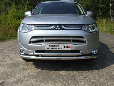 Защита передняя двойная 60-50 мм ТСС для Mitsubishi Outlander 2012-2014