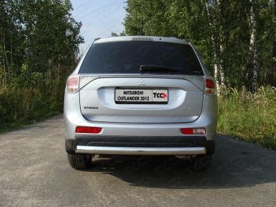 Защита заднего бампера овальная овальная 75х42 мм ТСС для Mitsubishi Outlander 2012-2014