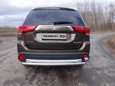 Защита заднего бампера длинная 60 мм ТСС для Mitsubishi Outlander 2015-2018