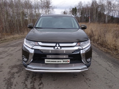 Защита переднего бампера короткая 60 мм ТСС для Mitsubishi Outlander 2015-2018