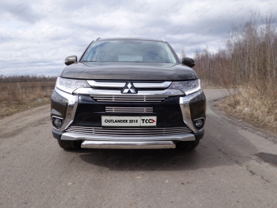 Накладка решётки радиатора нижняя 12 мм ТСС для Mitsubishi Outlander 2015-2018