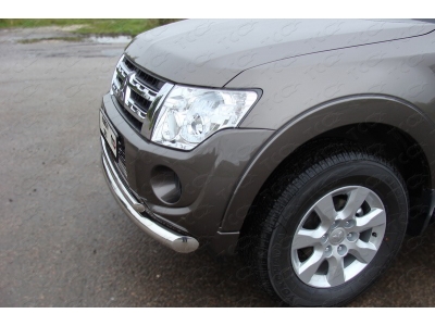 Защита передняя двойная 76-42 мм ТСС для Mitsubishi Pajero 4 2011-2014
