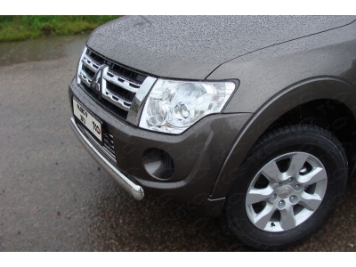 Защита передняя овальная 75х42 мм ТСС для Mitsubishi Pajero 4 2011-2014