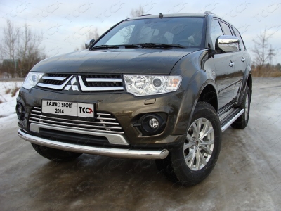 Защита переднего бампера 76 мм ТСС для Mitsubishi Pajero Sport 2013-2016