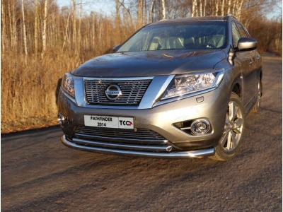 Защита передняя двойная 76/50 мм ТСС для Nissan Pathfinder 2014-2021
