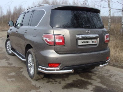 Защита задняя двойные уголки 76-42 мм ТСС для Nissan Patrol 2014-2021