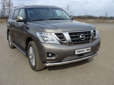 Защита переднего бампера 76 мм ТСС для Nissan Patrol 2014-2021