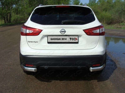 Защита задняя овальные уголки 75х42 мм ТСС для Nissan Qashqai 2014-2021