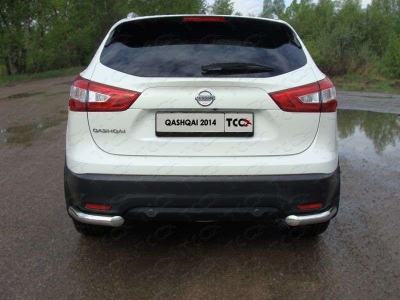 Защита заднего бампера уголки 60 мм ТСС для Nissan Qashqai 2014-2021