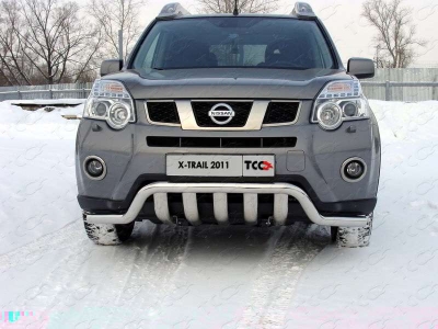 Защита передняя двойная 60-75 мм ТСС для Nissan X-Trail 2011-2015