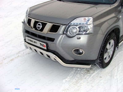 Защита передняя двойная 60-75 мм ТСС для Nissan X-Trail 2011-2015