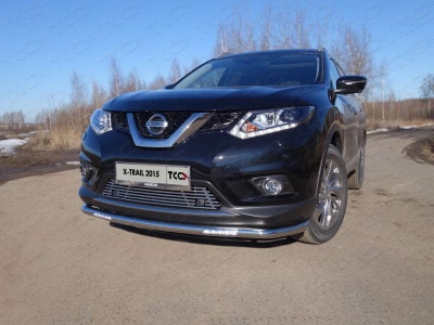 Защита переднего бампера длинная с ДХО 60 мм ТСС для Nissan X-Trail 2015-2018