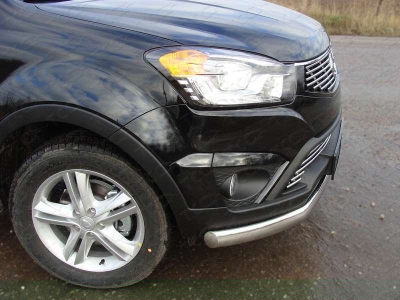 Защита передняя овальная 75х42 мм ТСС для SsangYong Actyon 2013-2021