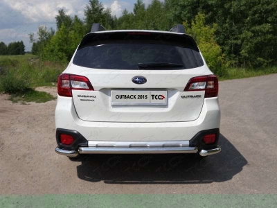 Защита заднего бампера 60 мм ТСС для Subaru Outback 2015-2021