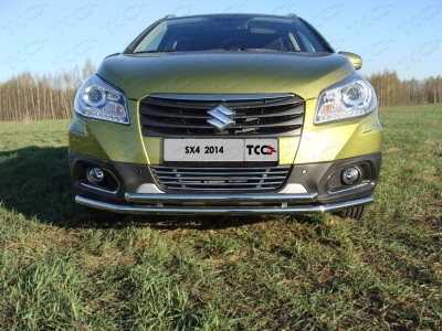 Защита передняя двойная 42-42 мм ТСС для Suzuki SX4 New 2013-2021