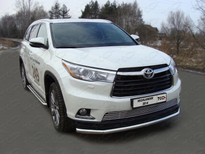 Защита переднего бампера 60 мм ТСС для Toyota Highlander 2014-2016