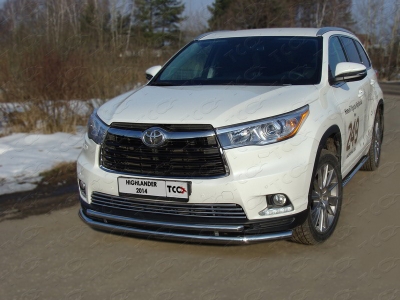 Защита передняя двойная 60-42 мм ТСС для Toyota Highlander 2014-2016