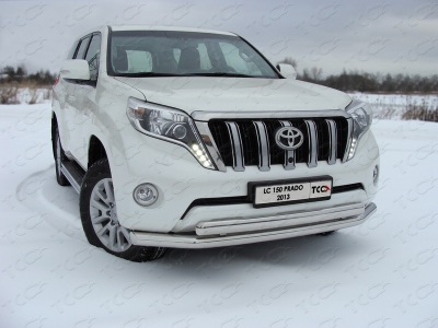Защита передняя двойная 76-75 мм ТСС для Toyota Land Cruiser 150 2009-2017