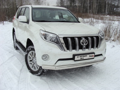 Защита передняя овальная 75х42 мм ТСС для Toyota Land Cruiser 150 2013-2017