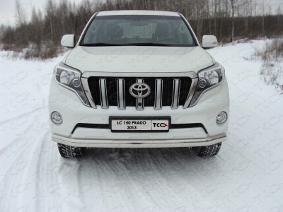 Защита передняя овальная 75х42 мм ТСС для Toyota Land Cruiser 150 2013-2017